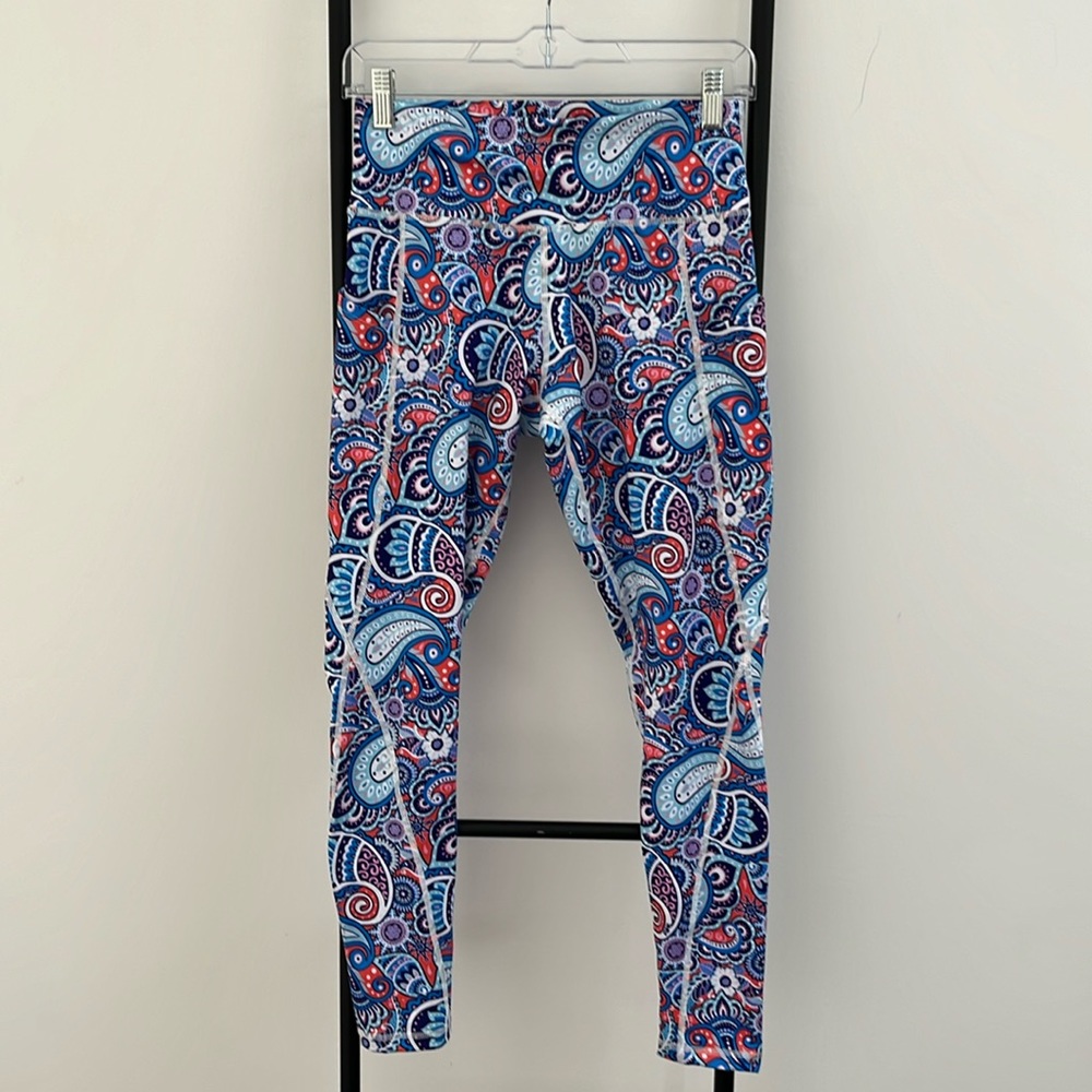Simply Southern Paisley Leggings Blue White Women Size M